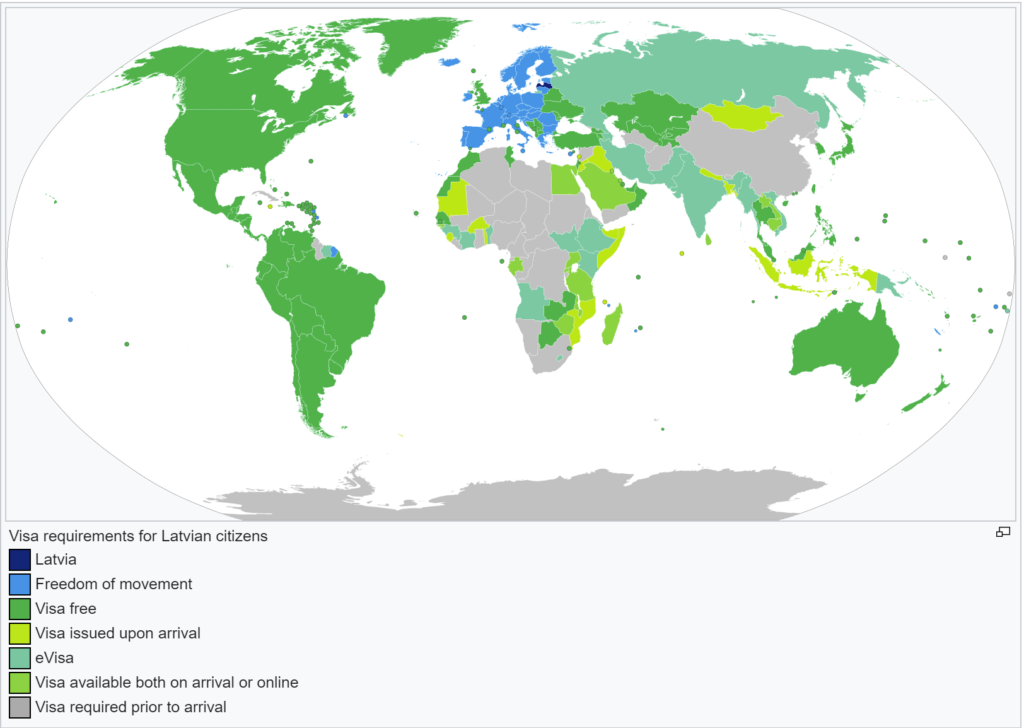 拉脱维亚公民前往世界各地签证要求